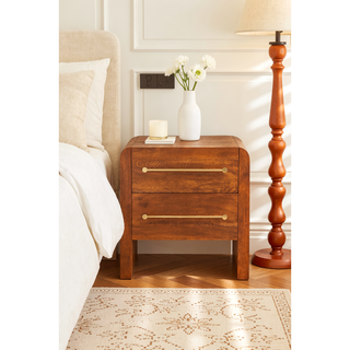 Sunvega Two Drawer Unit with Oak Frame and Mango Wood Inners in Hand-Distressed Finish