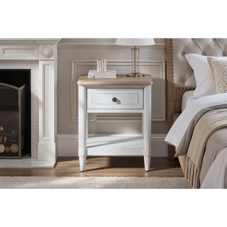 Sunvega Cement and Sand Teen Nightstand with Drawer and USB Charging Port