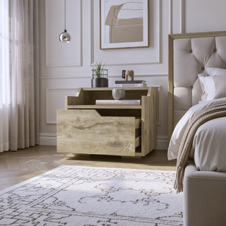 Sunvega Floating Nightstand with Spacious Drawer and Dual-Tier Surface for Bedroom