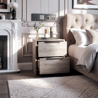 Sunvega Modern Light Grey Nightstand with Two Smooth Drawers for Storage