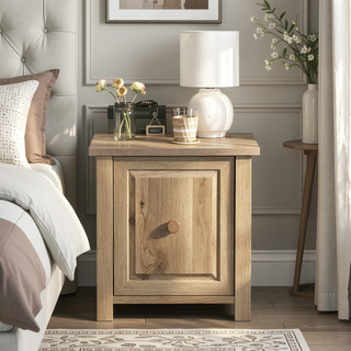 Sunvega Farmhouse Style Brown Finish Night Stand with Hidden Storage
