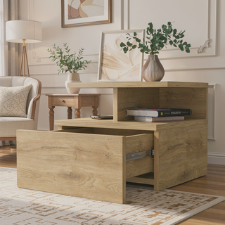 Sunvega Floating Nightstand with 2-Tier Shelf and Spacious Drawer for Easy Storage