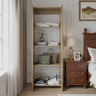 Sunvega Two Door Closet System with Fixed Shelves for Bedroom and Laundry Room Organization