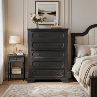 Sunvega Rustic Style Traditional Design 3-Drawers Nightstand with Charcoal Finish