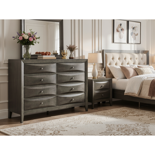 Sunvega Dark Brown Tufted Polyurethane Upholstered King Size Bed Frame