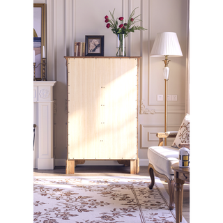 Sunvega Traditional Cherry Chest with Carved Bases and English Dovetailed Drawers