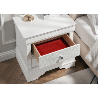 Sunvega Blaze Modern White Wood Nightstand with Two Drawers and Textured Finish