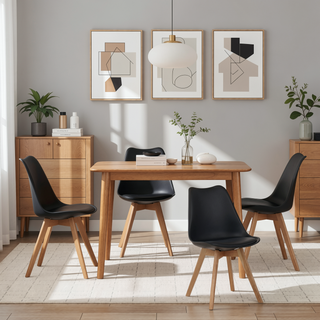 Sunvega Modern Style Dining Chairs with Wooden Legs and Thickened Cushion for Kitchen