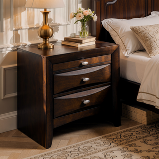 Sunvega White Nightstand with Two Spacious Drawers and Top Tray for Bedside