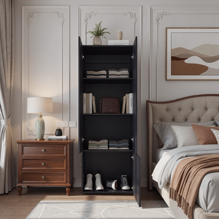 Sunvega Three Door Cabinet with Three Shelves for Bedroom Storage