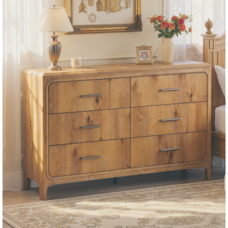 Sunvega Natural Wood Finish Contemporary Nightstand with Three Drawers and Metal Hand Pull