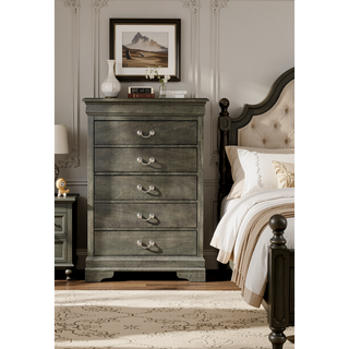 Sunvega Traditional Gray Storage Chest with Timeless Style and Durable Craftsmanship
