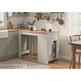 Sunvega Light Gray 47" Counter Height Dining Table with Cabinet and Drawer Storage