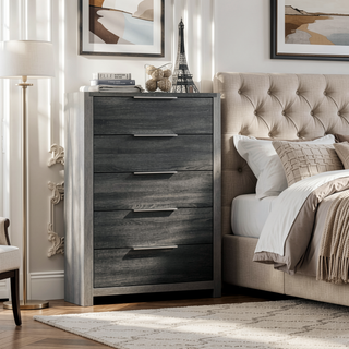 Sunvega Modern Transitional Beige Finish Nightstand with Three Wooden Drawers