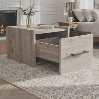 Sunvega Light Gray Floating Nightstand with Accessible Storage Drawer for Bedroom