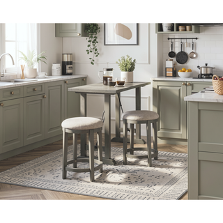 Sunvega Light Gray Finish Industrial Design Wood Frame Counter Height Bench