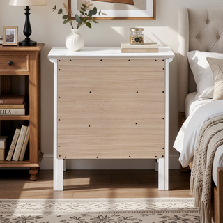 Sunvega Fully Assembled 3-Drawer Nightstand with Polished Nickel Hardware