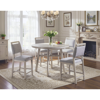 Sunvega Contemporary Round Dining Table with Light Weathered Finish and Sturdy Legs
