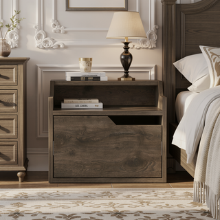Sunvega Floating Nightstand with Single Drawer and Double-Tiered Shelf Surfaces for Bedroom