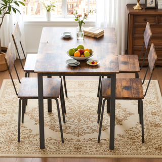Sunvega 5-Piece Modern Dining Table Set with MDF Top and Iron Frame for 4