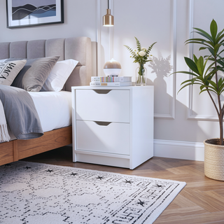 Sunvega White Finish Two Drawer Nightstand for Bedroom with 4.3" H Drawers