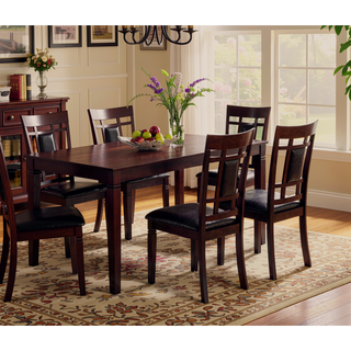 Sunvega Brown Espresso Finish Transitional 7-Pc Dining Set with Lattice Chairs