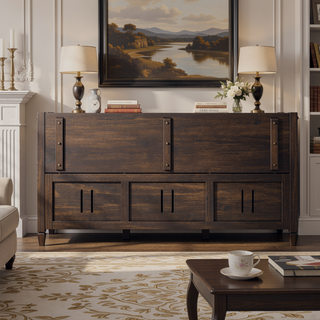 Sunvega Handcrafted Solid Wood Storage Bench with Lift Top and Dark Chestnut Finish