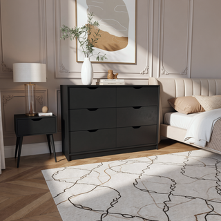 Sunvega Wenge 4-Drawer Dresser with Smooth Gliding Drawers for Organized Bedroom Storage