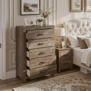 Sunvega Natural Finish Full Bed with Headboard Footboard and Rails
