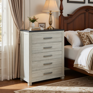 Sunvega Augusta Brown Nightstand with Dark Top Finish and Two Spacious Drawers