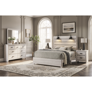 Sunvega Contemporary Brown Mix Finish Nightstand with Two Storage Drawers and Black Metal Pull