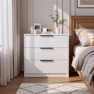 Sunvega Washington Three Drawer Dresser with Display Top for Bedroom Decor