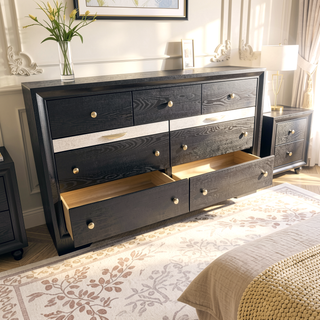 Sunvega Seven Drawer Wood Dresser with Spacious Storage for Bedroom