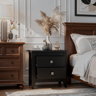 Sunvega Modern Wengue Finish 2-Drawer Nightstand with Four Legs