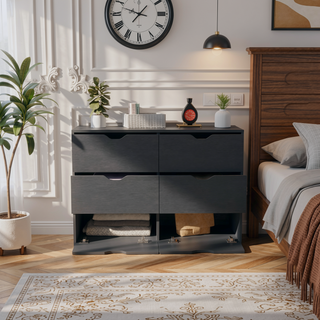 Sunvega Four Drawer Curio with Two Doors and Black Wengue Finish