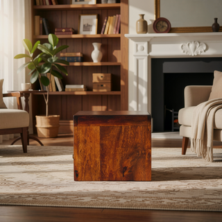 Sunvega Chunky Chestnut Floating Bedside with Drawer and Open Shelf