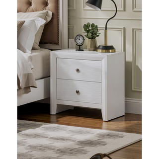Sunvega Contemporary Modern Look Nightstand End Table with Two Storage Drawers