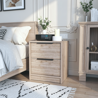 Sunvega Modern 18 Inch High Nightstand with Two Large Storage Drawers