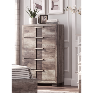 Sunvega Black and White Finish Nightstand with Two Drawers and Metal Knobs