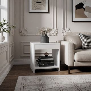 Sunvega Minimalistic Nightstand with Open Shelf for Small Spaces