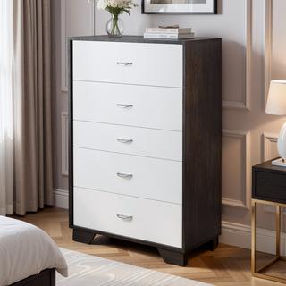 Sunvega Durable Wood Chest with Five Drawers for Bedroom Storage