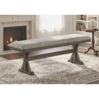 Sunvega Rustic Brown Upholstered Dining Bench with Plush Seating for Dining Room