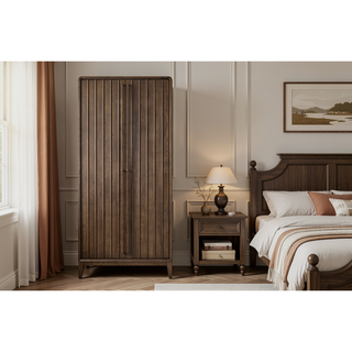 Sunvega Latte Wood Armoire with 2 Cedar Lined Drawers and Metal Hardware