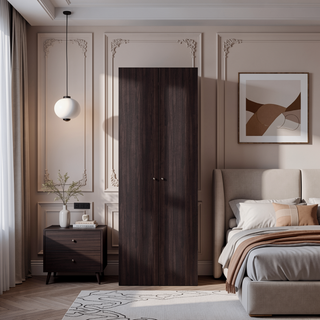 Sunvega Walnut Black Wengue Armoire with 2 Doors and 2 Shelves