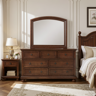 Sunvega Gray Modern Nightstand with Full Extension Drawers and Felt-Lined Top