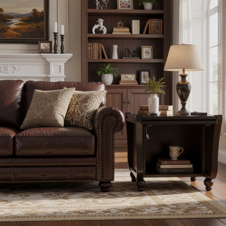 Sunvega Handcrafted Solid Wood Storage Bench with Dark Chestnut Brown Stain