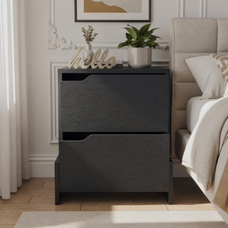 Sunvega Modern Nightstand with Two Spacious Drawers and Sleek Base