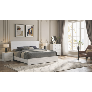 Sunvega Modern White Wood Dresser with Six Spacious Drawers and Plush Red Linings