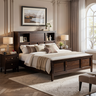 Sunvega Warm Brown Chest with Five Spacious Drawers and Silver Handles