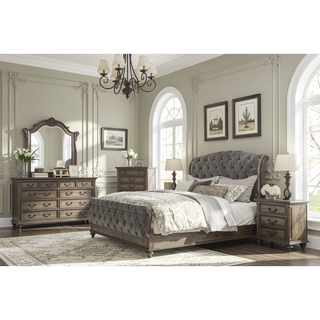Sunvega Weathered Pecan Finish Nightstand with 3 Dovetail Drawers and Metal Hardware